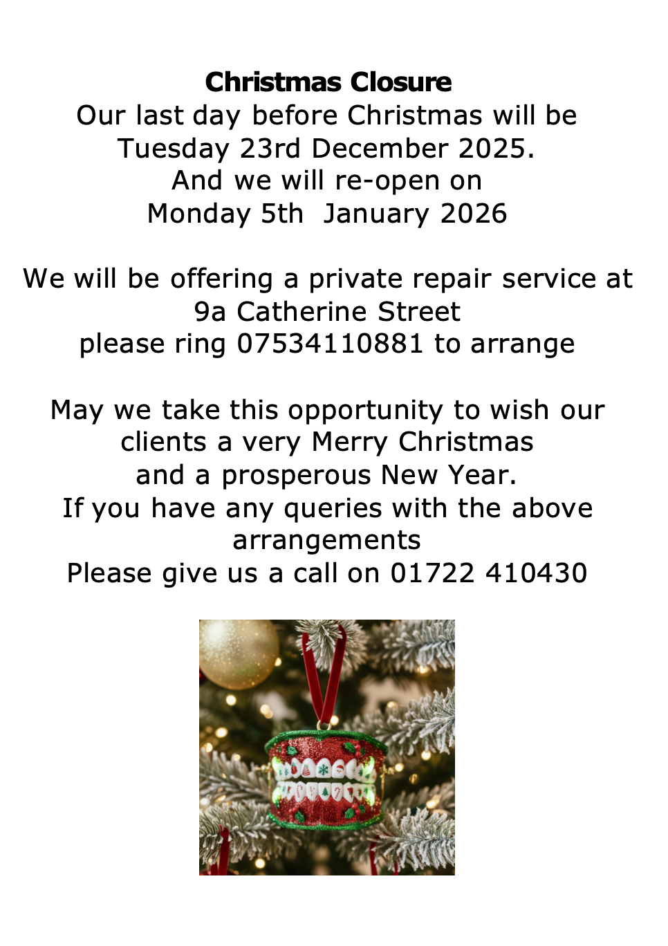 Southern Smiles Christmas Closure 2025